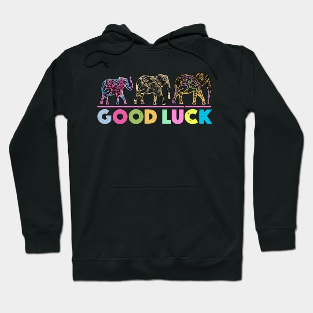 Three Elephants Trunk Up Proboscis Good Luck Hoodie by alcoshirts